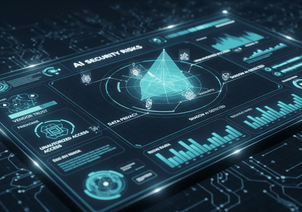 AI dashboard displaying compliance and security status