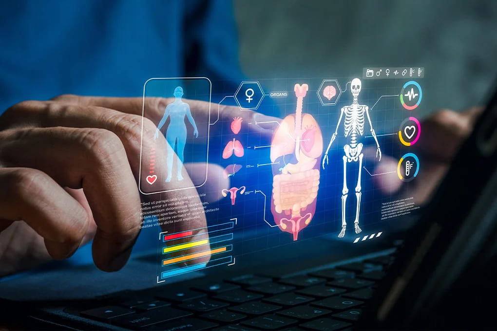 health care digital screen from mobile app. 