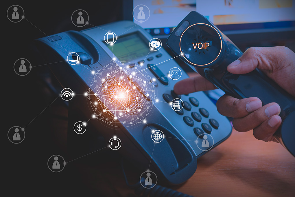 telephone with VOIP system symbols 